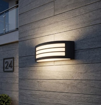 Immagine di Applique Fascia Curva Nera da Esterno IP44 Solix Intec