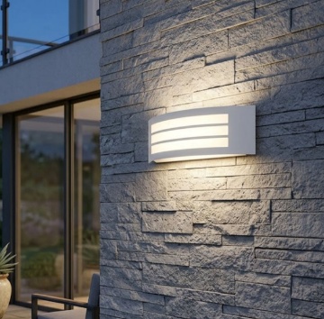 Immagine di Applique Esterna Curva Bianca Triemissione IP44 Solix Intec