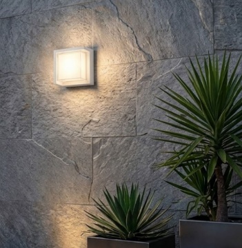 Immagine di Applique Esterna Quadrata Block Bianca IP65 Led 15w CCT Intec