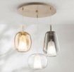 Immagine di Lampadario Thelma 3 Luci Base Oro Con Vetri Colorati Ondaluce
