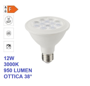 Immagine di Lampadina LED PAR30 E27 12w 3000k 950Lm Ottica 38