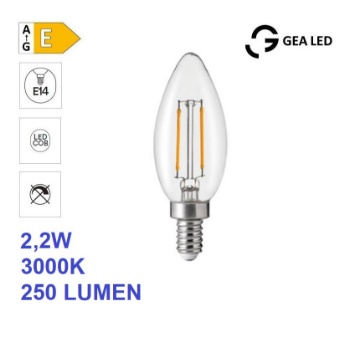 Immagine di Lampadina LED Candela E14 2,2w 3000K 250 Lumen Gea