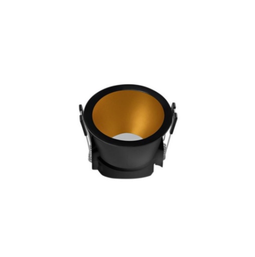 Immagine di Incasso Porta Faretto Nero Ghiera Oro Foro 68mm Apotema Intec