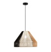 Immagine di Lampadario Stile Etnico Paralume Carta Marrone Nero Coconut Fan