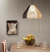 Immagine di Lampadario Stile Etnico Paralume Carta Marrone Nero Coconut Fan