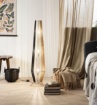 Immagine di Piantana Fili di Carta Stile Esotico 120 cm Marrone Nero Coconut Fan