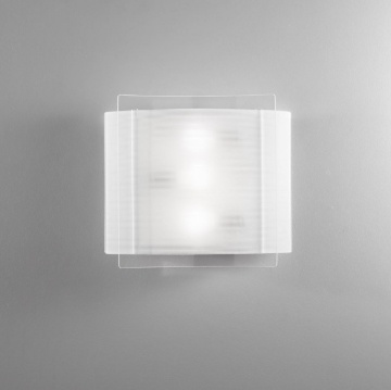 Immagine di Plafoniera Doppio Vetro Curvo Righe 38x35 cm Fan Europe