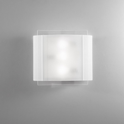 Immagine di Plafoniera Doppio Vetro Curvo Righe 38x35 cm Fan Europe