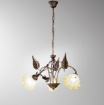 Immagine di Lampadario Rustico Marrone Con Vetri Ambra Tre Luci Tristano Fan Europe