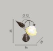 Immagine di Applique Classica Decoro Foglia Marrone Con Vetro Bianco Ambra Tristano Fan Europe