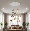 Immagine di Lampadario Vetri Multicolor A Cascata Per Soggiorno Aldea Trio