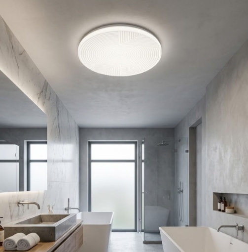 Immagine di Plafoniera Bagno Bianca Led 24w CCT Stream 38 cm IP44 Fan Europe