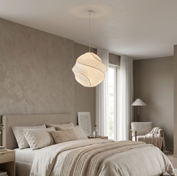 Immagine di Lampadario a Sospensione Spirale Tessuto Bianco Bloom Maytoni