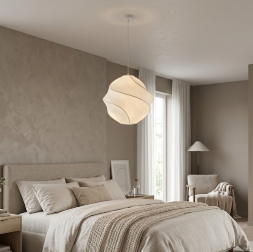 Immagine di Lampadario a Sospensione Spirale Tessuto Bianco Bloom Maytoni