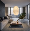 Immagine di Lampada a Sospensione Tessuto Bianco Spirale Bloom Maytoni