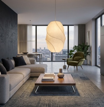 Immagine di Lampada a Sospensione Tessuto Bianco Spirale Bloom Maytoni