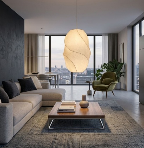 Immagine di Lampada a Sospensione Tessuto Bianco Spirale Bloom Maytoni
