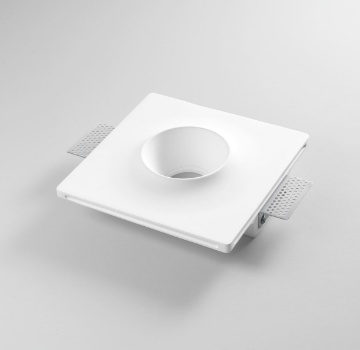 Immagine di Struttura Faretto Gesso Quadrato per Controsoffitto Sporgente 20cm Foro Rotondo