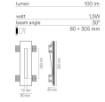 Immagine di Segnapasso Led in Gesso Filo Parete 1,5w 24V Ottica 30 Intec Elle 30cm