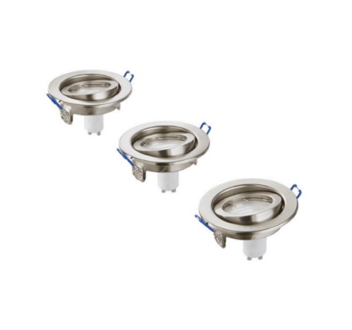 Immagine di Kit 3 Faretti Da Incasso Orientabili Nichel Foro 80 mm Lampadina Inclusa