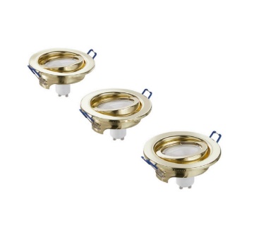 Immagine di Kit 3 Faretti Oro da Incasso Orientabili Foro 80mm Lampadine Incluse GU10 Led