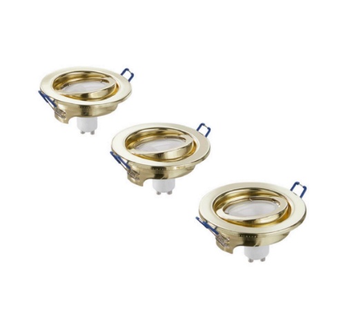 Immagine di Kit 3 Faretti Oro da Incasso Orientabili Foro 80mm Lampadine Incluse GU10 Led