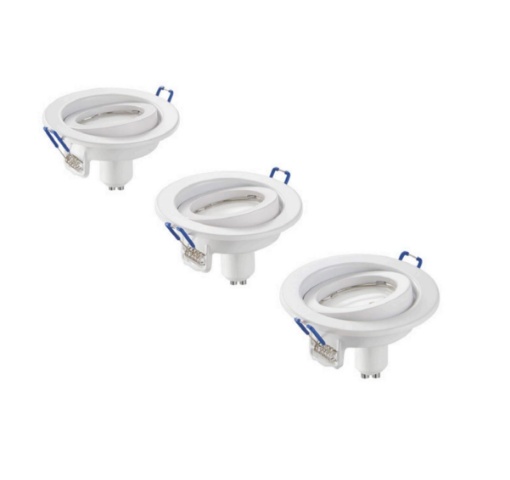Immagine di Kit 3 Faretti Orientabili Da Incasso Foro 80mm Lampadina Led Inclusa GU10