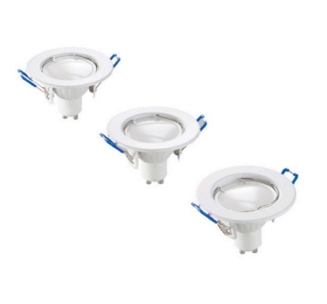 Immagine di Kit 3 Faretti per Controsoffitto 80mm Bianco con Lampadina Inclusa