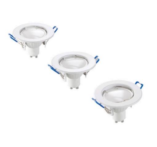 Immagine di Kit 3 Faretti per Controsoffitto 80mm Bianco con Lampadina Inclusa