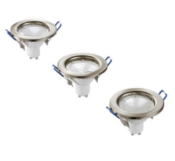 Immagine di Kit 3 Faretti Rotondi Nichel Per Controsoffitto 80mm Lampadina Inclusa
