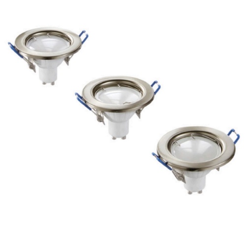 Immagine di Kit 3 Faretti Rotondi Nichel Per Controsoffitto 80mm Lampadina Inclusa