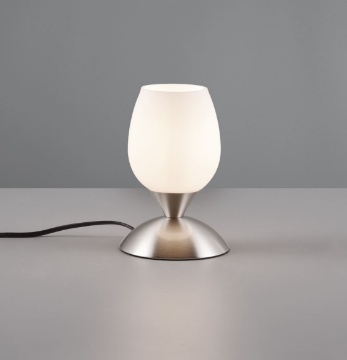 Immagine di Abatjour Moderna Nichel Vetro Bianco Touch Cup II Trio Lighting