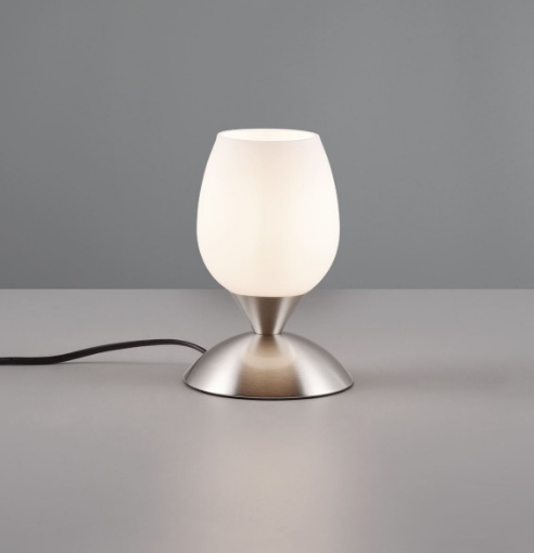 Immagine di Abatjour Moderna Nichel Vetro Bianco Touch Cup II Trio Lighting