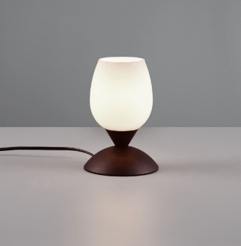 Immagine di Lumetto Comodino Ruggine Vetro Bianco con Funzione Touch Cup II Trio