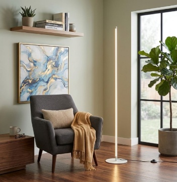 Immagine di Piantana Bianca Slim Led 180 cm Ebony 3000k Dimmerabile Gea