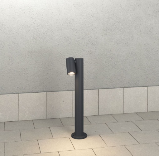 Immagine di Paletto Giardino con Faretto Orientabile Antracite 50 cm IP65 Oslo Top Light