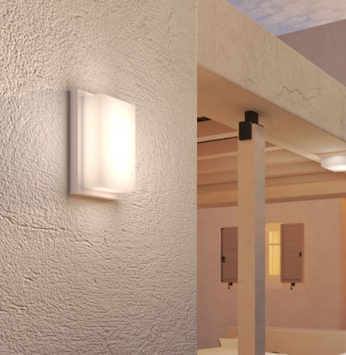 Immagine di Lampada da Esterno Parete Soffitto Bianca Squadrata Miami Top Light IP54