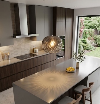 Immagine di Lampada a Sospensione Vetro Rigato Fume Delta Top Light