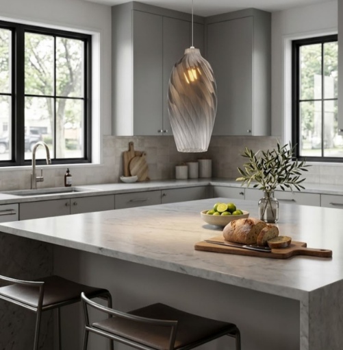Immagine di Sospensione Bicchiere Vetro Bronzo Per Isola Cucina Top Light Sigma