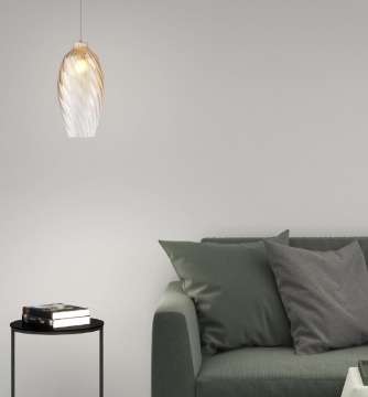 Immagine di Lampada a Sospensione Sigma Vetro Ambrato Rigato Top Light