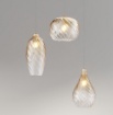 Immagine di Lampadario Tre Pendenti Vetro Rigato Ambra Rigato Top Light per Soggiorno
