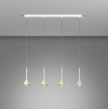 Immagine di Lampadario Lineare 4 Pendenti Cono Sabbia GU10 Aygo Top Light