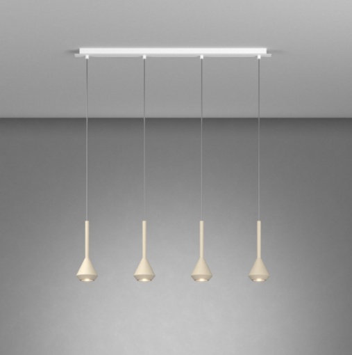 Immagine di Lampadario Lineare 4 Pendenti Cono Sabbia GU10 Aygo Top Light