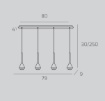 Immagine di Lampadario Top Light Aygo Pendenti Cono Grigio Alluminio GU10 Per Tavolo