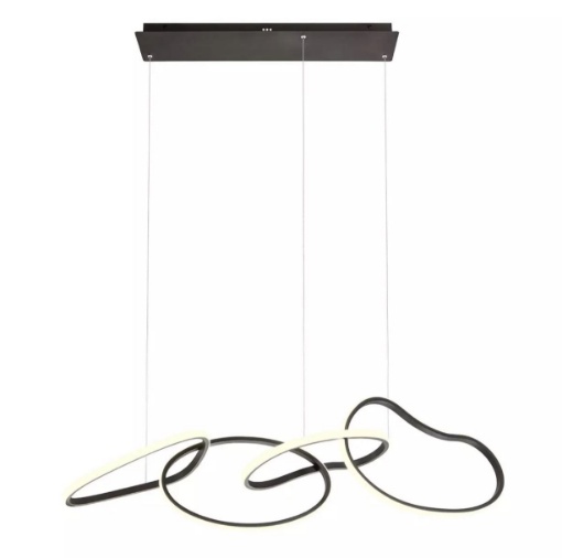 Immagine di Lampadario Nero 4 Anelli Sospesi Led CCT 90w Dimmerabile Redo Bias