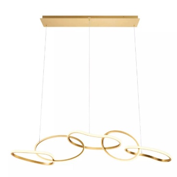 Immagine di Lampadario Soggiorno Anelli Dorati Led 120w CCT Dimmer Bias Redo