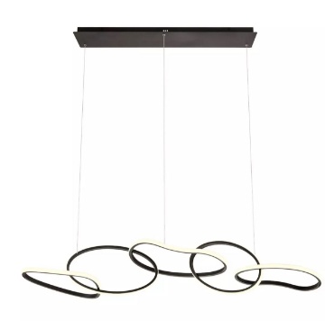 Immagine di Lampadario Luminoso Per Soggiorno Anelli Led 120w CCT Dimmer Bias Nero Redo