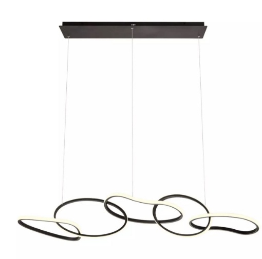 Immagine di Lampadario Luminoso Per Soggiorno Anelli Led 120w CCT Dimmer Bias Nero Redo