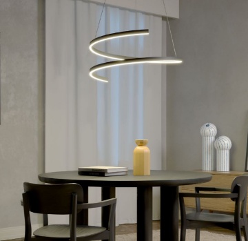 Immagine di Lampadario Scroll Nero Led Dimmer 38w 3000k 4000k 6000k Redo