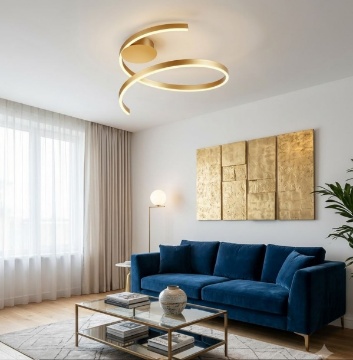 Immagine di Plafoniera Led Bronzo Oro Nastro Luminoso 38w CCT Dimmer Redo Scroll